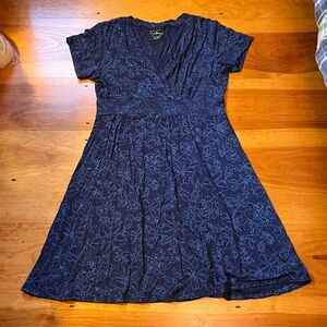 L.L. Bean Navy Blue Patterned Dress